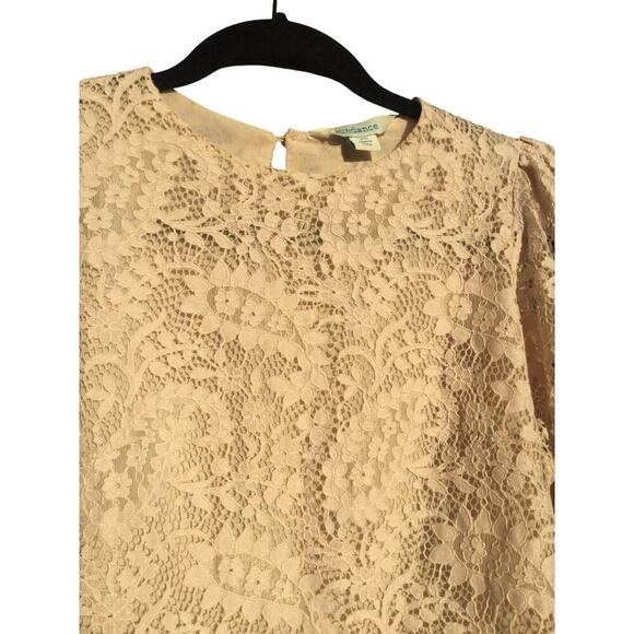 Sundance lace top womens XS cream blouse cottagecore fairy coquette boho puff - Picture 10 of 11